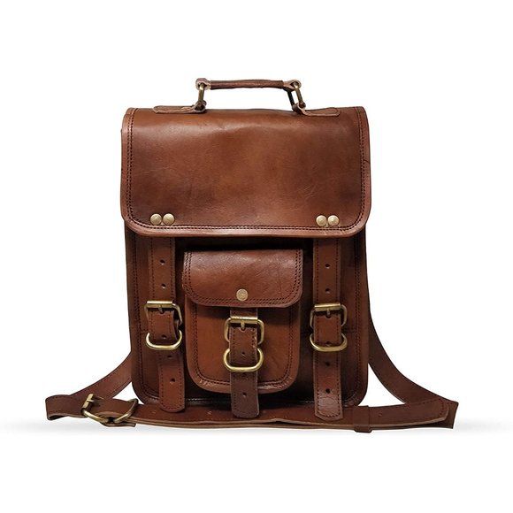 Top Grain Goat Leather vintage satchel - messenger bag - shoulder bag cross body - Picture 4 of 6